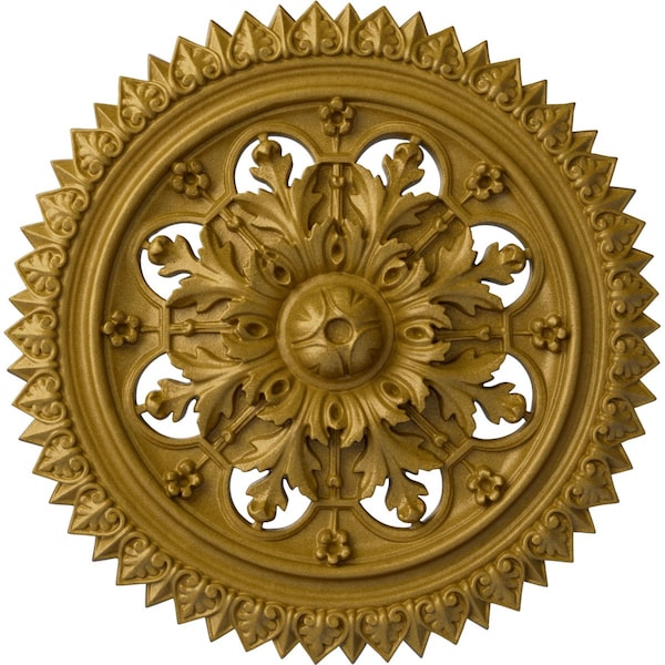 Ekena Millwork York Ceiling Medallion (Fits Canopies up to 3 5/8"), Hand-Painted Pharaohs Gold, 21 5/8"OD x 2 1/2"P CM21YOPGS - main